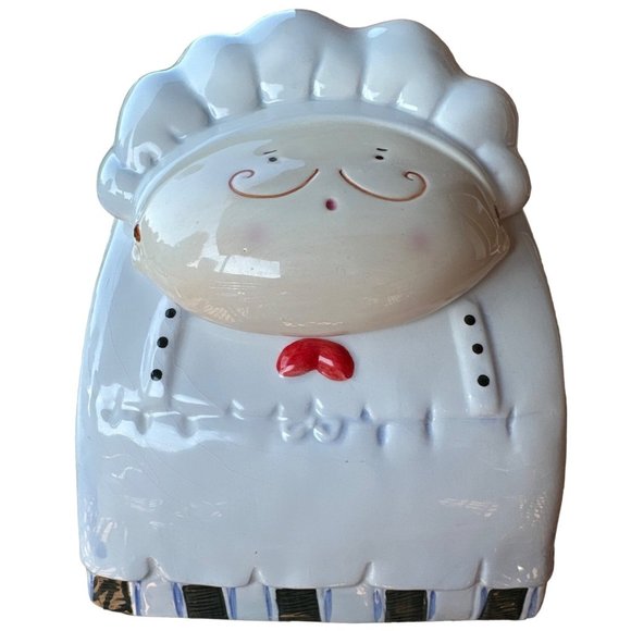 Fat Belly Chef Cookie Jar Canister Ceramic White 6.5" Tall - Picture 1 of 13